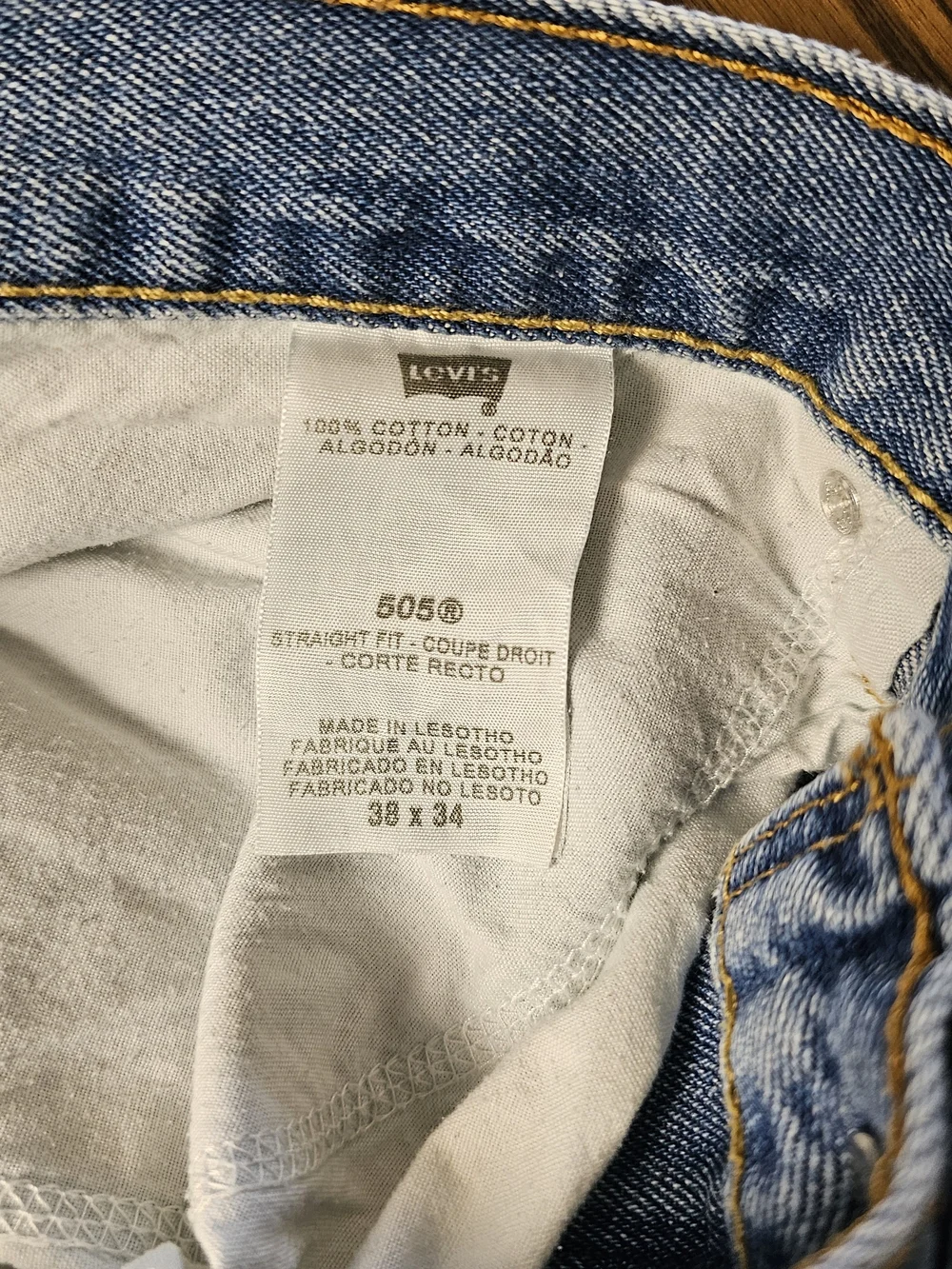 Levi's 505 Straight Fit Jeans Men's 38x34 Medium Wash Classic Denim